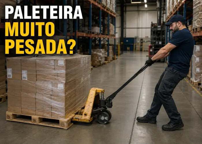 Paleteira manual pesada para puxar: é problema nas rodas ou na carga?