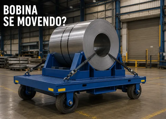 Como prender uma bobina no carrinho para ela não rolar durante o transporte