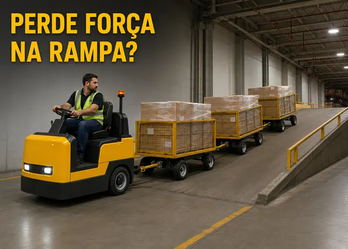 Rebocador elétrico perde força na rampa: é bateria, tração ou excesso de carga?
