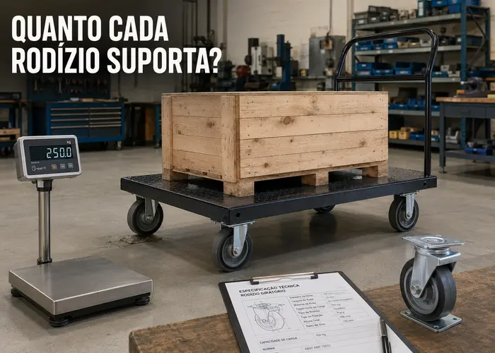 Como calcular a capacidade dos rodízios de um carrinho com quatro rodas?