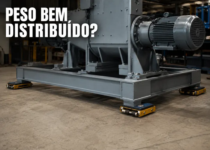 Como distribuir o peso de uma máquina em quatro patins industriais?