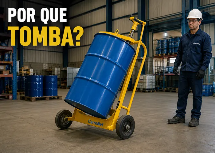Carrinho para tambor tomba ao inclinar: onde a estabilidade está sendo perdida?