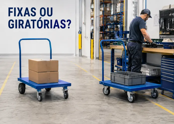 Duas rodas fixas ou quatro giratórias: qual configuração funciona melhor no carrinho?