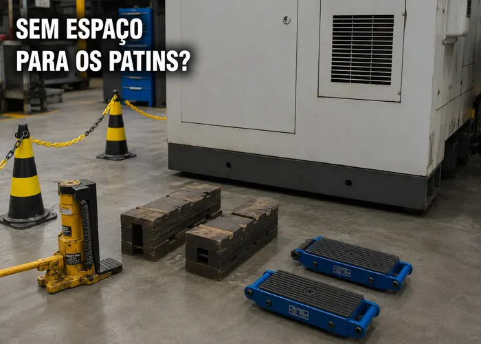 Como colocar patins sob uma máquina sem espaço para os garfos?