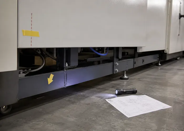 Identificação de base estrutural e carenagem em uma máquina industrial