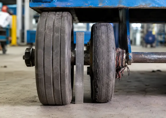 Comparação entre rodas de carrinho com diâmetro e desgaste diferentes